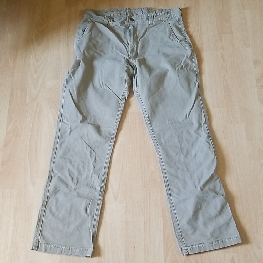 Mens Tan KEY Apparel Bowman Flex Pants Relaxed Utility Work 34 X 32